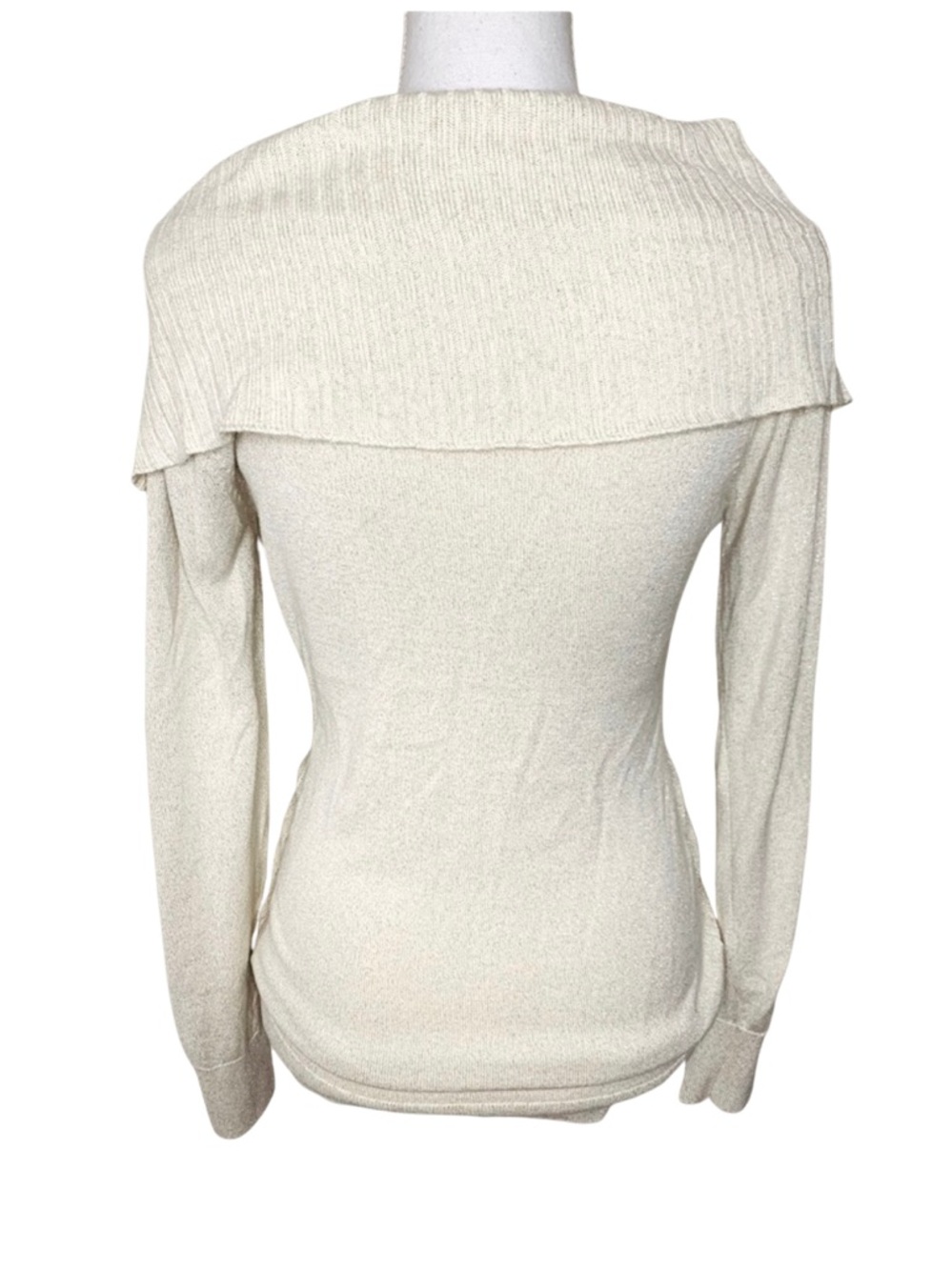 2B Bebe Women Ruched Sweater Metallic Gold Thread Size Medium - Picture 2 of 7